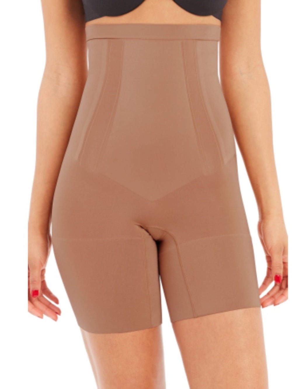 Spanx OnCore High-Waisted Mid-Thigh Sculpt Shorts Brown Size M 12448
